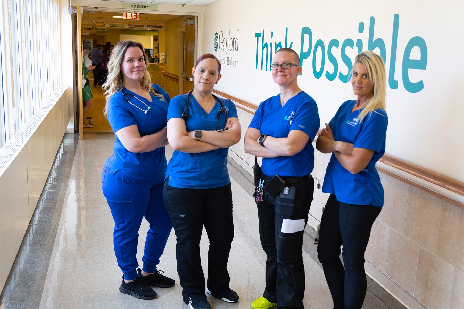 nurses in Hooker hallway